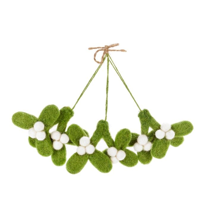 felt so good Handmade Felt Mini Mistletoe Sprig Set of 3 Hanging Decoration