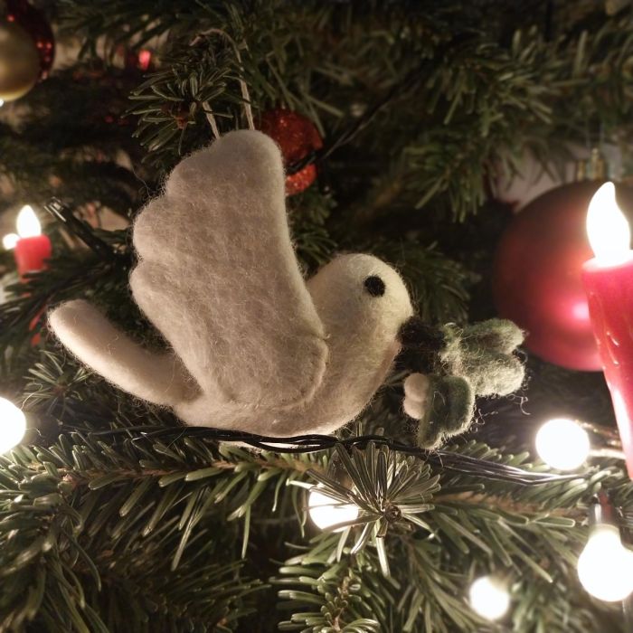Felt So Good Handmade Felt Mistletoe Dove Hanging Christmas Decoration