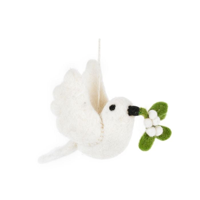felt so good Handmade Felt Mistletoe Dove Hanging Christmas Decoration