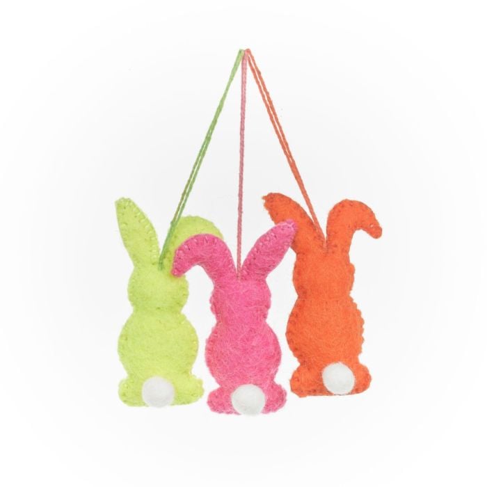 felt so good Handmade Felt Neon Easter Bunnies (Set of 3) Hanging Decorations