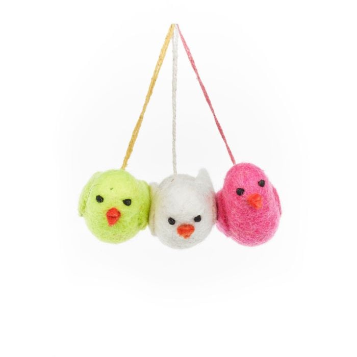 felt so good Handmade Felt Neon Easter Chicks (Set of 3) Hanging Decorations