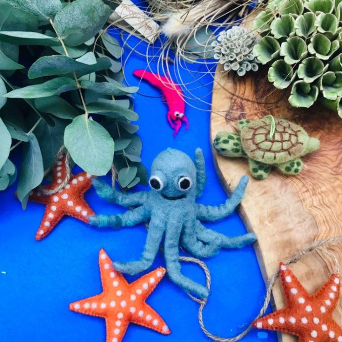 Felt So Good Handmade Felt Ollie The Octopus Fair Trade Hanging Decoration