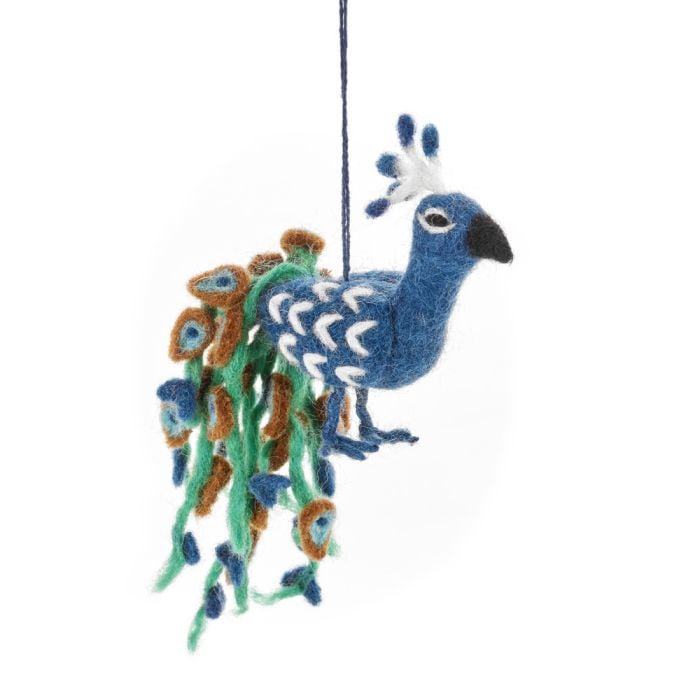 felt so good Handmade Felt Pablo the Peacock Hanging Decoration