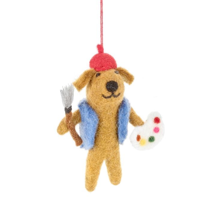 felt so good Handmade Felt Painting Pooch Artist Dog Hanging Decoration