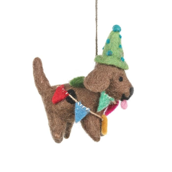 Felt So Good Handmade Felt Party Pooch Hanging Dog Decoration