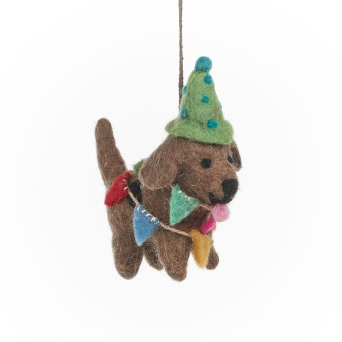 felt so good Handmade Felt Party Pooch Hanging Dog Decoration
