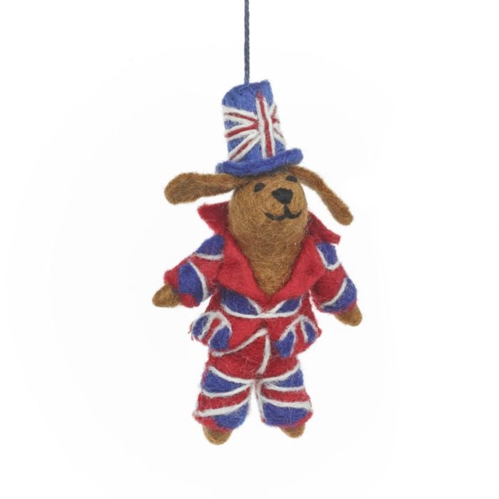 felt so good Handmade Felt Patriotic Pooch Hanging London Decoration