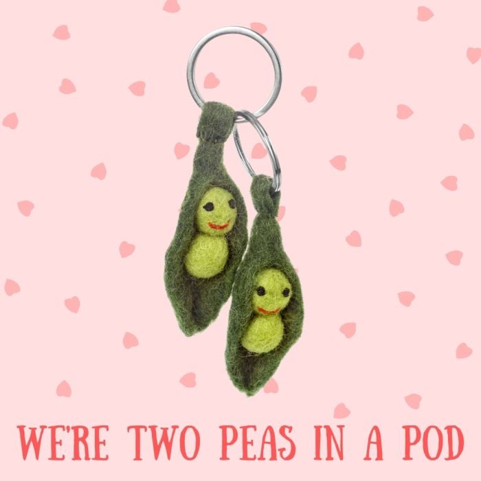 Felt So Good Handmade Felt Peas In A Pod Friendship Valentines Keyrings