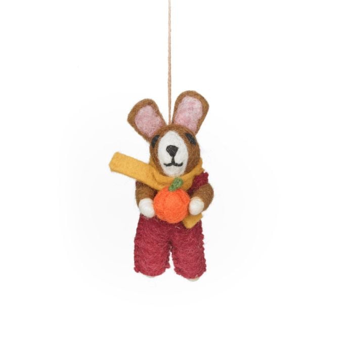 felt so good Handmade Felt Penny the Pumpkin Rabbit Hanging Autumnal Decoration