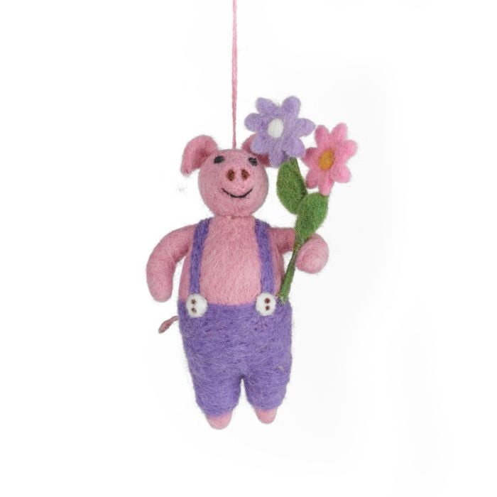 Felt So Good Handmade Felt Percy The Piglet Easter Pig Hanging Decoration