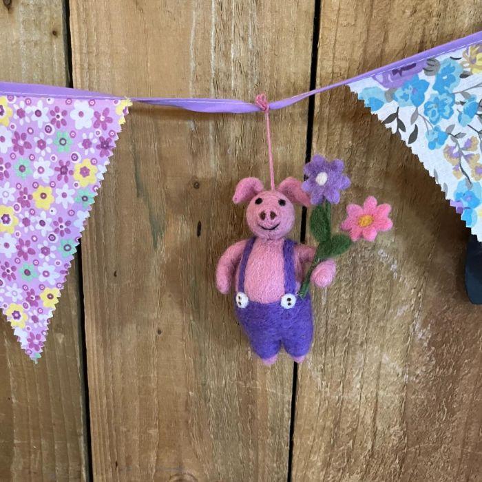 Felt So Good Handmade Felt Percy The Piglet Easter Pig Hanging Decoration