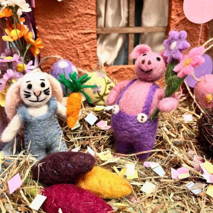 Felt So Good Handmade Felt Percy The Piglet Easter Pig Hanging Decoration