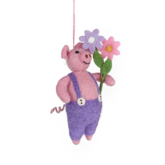 felt so good Handmade Felt Percy the Piglet Easter Pig Hanging Decoration