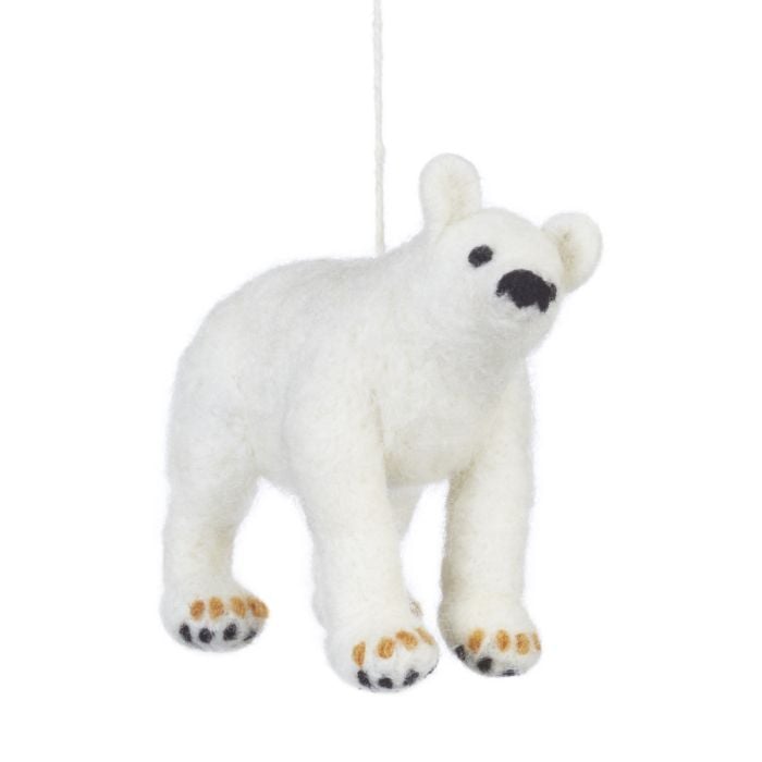 felt so good Handmade Felt Polar Bear Biodegradable Hanging Decoration