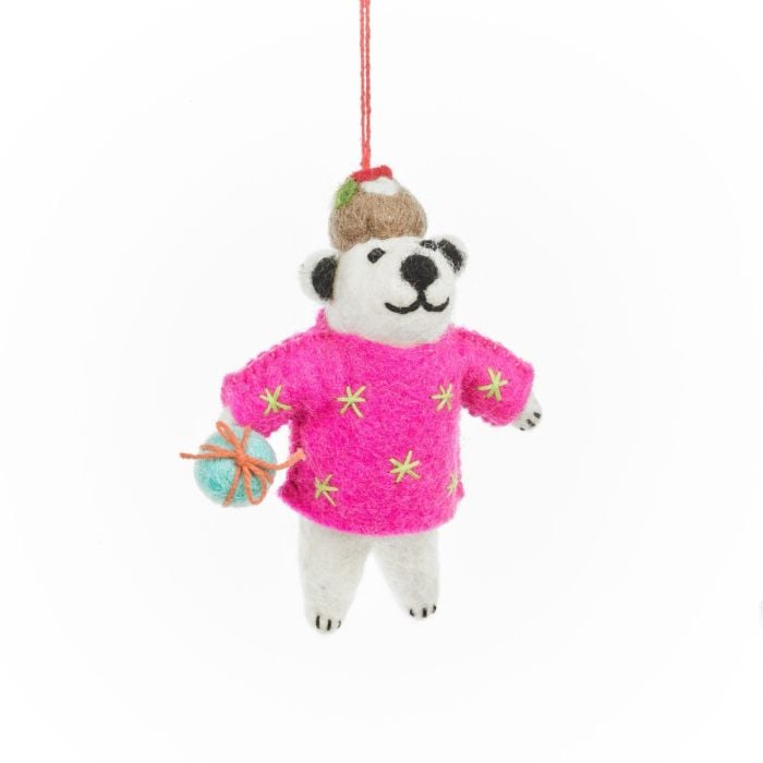 felt so good Handmade Felt Polar Pudding Polar Bear Hanging Decoration
