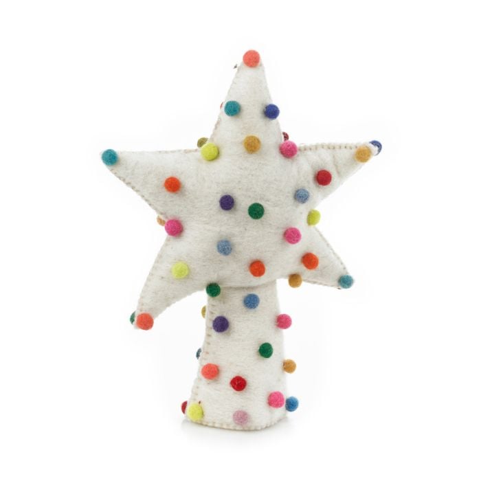 Felt So Good Handmade Felt Pompom Star Christmas Tree Topper Decoration