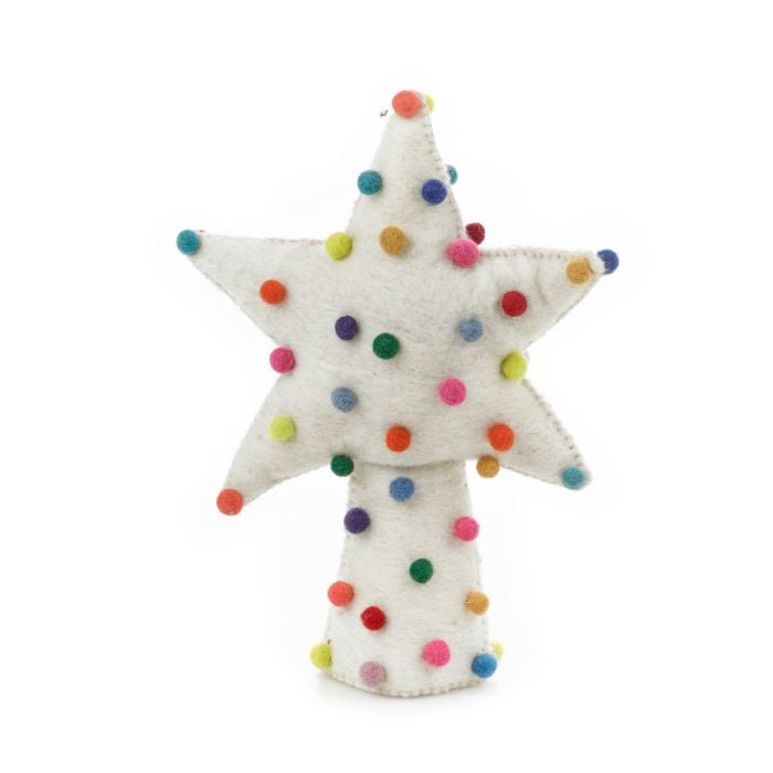 felt so good Handmade Felt Pompom Star Christmas Tree Topper Decoration