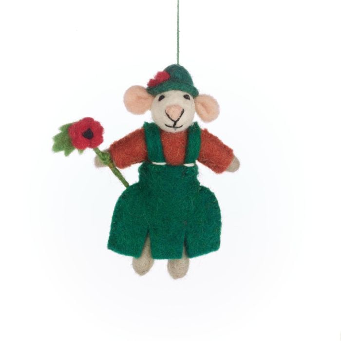 felt so good Handmade Felt Poppy the Mouse Hanging Decoration