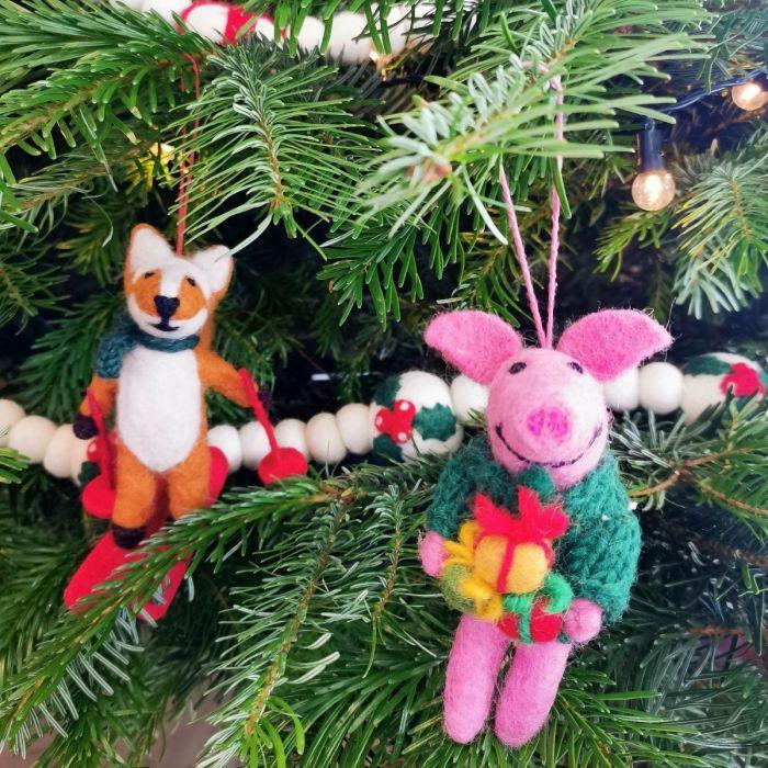 Felt So Good Handmade Felt Poppy The Pig Hanging Christmas Decoration