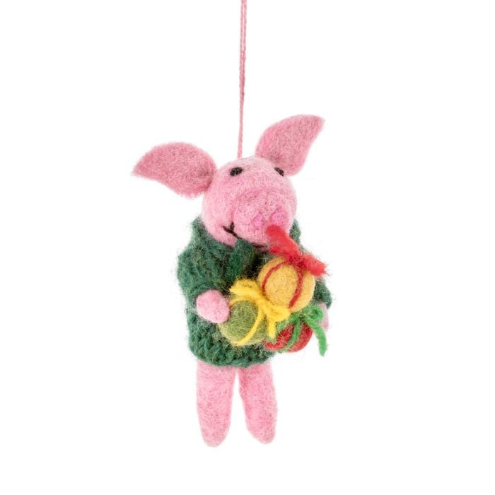felt so good Handmade Felt Poppy the Pig Hanging Christmas Decoration