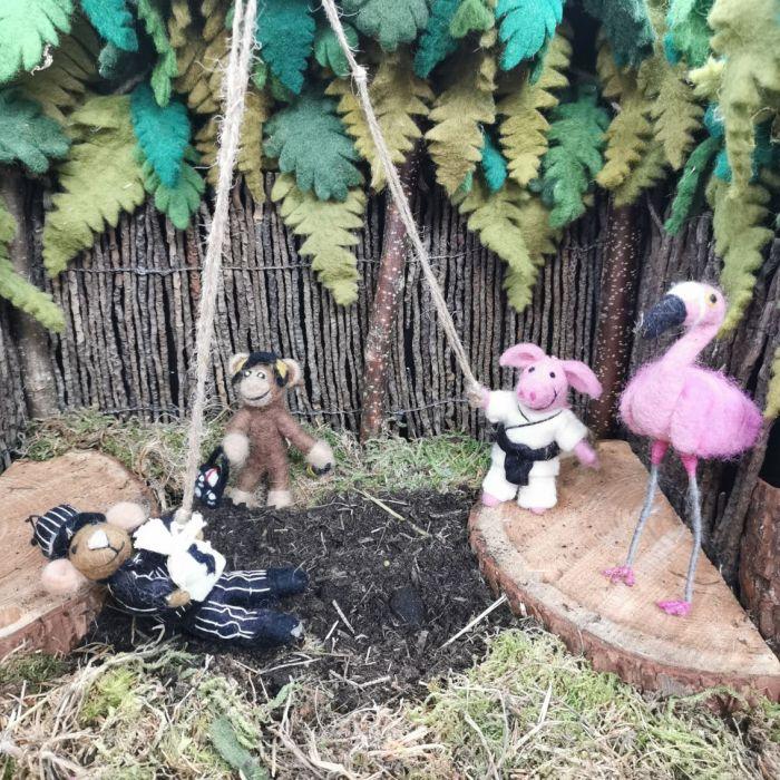 Felt So Good Handmade Felt Pork Chop Hanging Karate Pig Decoration