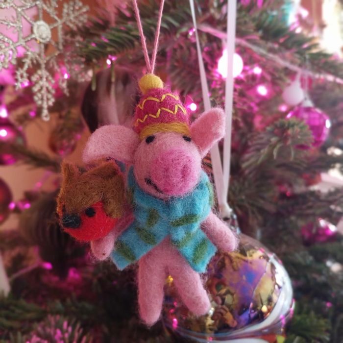 Felt So Good Handmade Felt Porky Noel Hanging Christmas Decoration