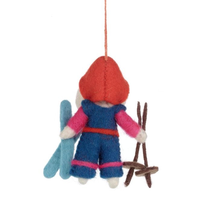 Felt So Good Handmade Felt Porscha The Skiing Poodle Christmas Hanging Decoration