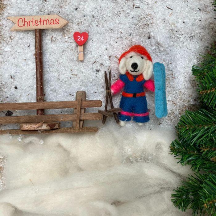 Felt So Good Handmade Felt Porscha The Skiing Poodle Christmas Hanging Decoration