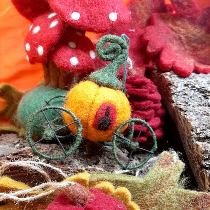 Felt So Good Handmade Felt Pumpkin Carriage Hanging Fairytale Decoration