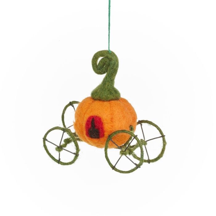 felt so good Handmade Felt Pumpkin Carriage Hanging Fairytale Decoration
