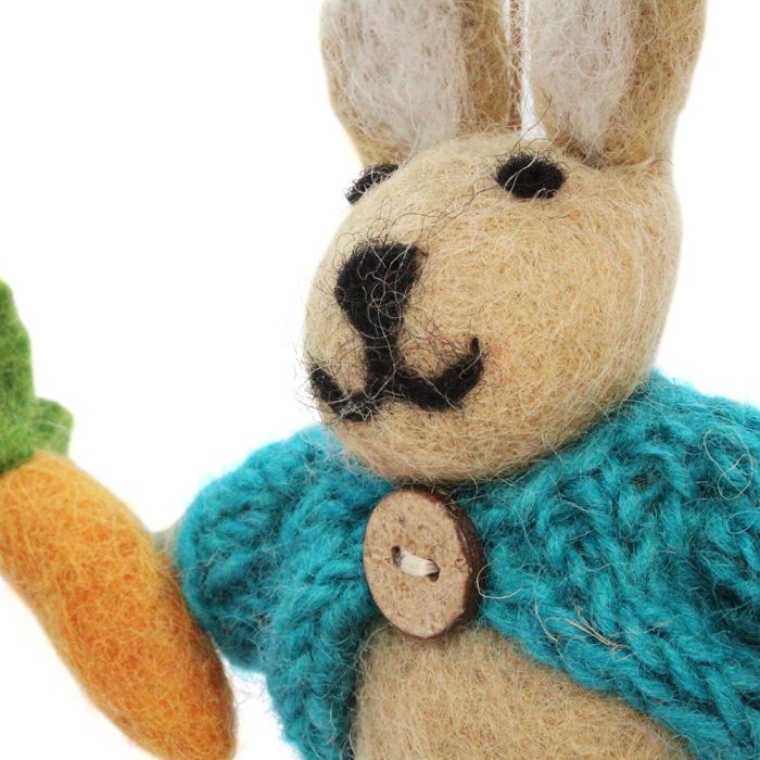 felt so good Handmade Felt Rabbit in Cardigan Easter Hanging Decoration