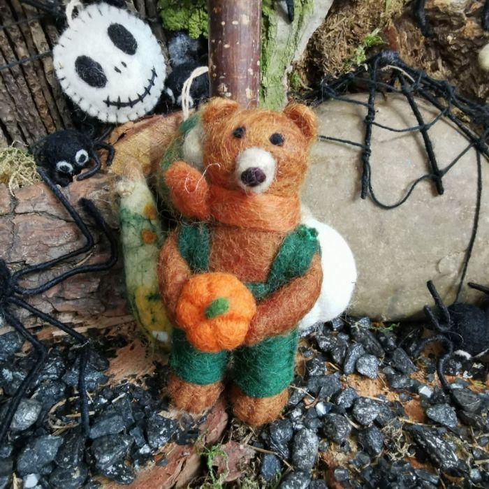 Felt So Good Handmade Felt Radley The Bear Hanging Autumnal Decoration