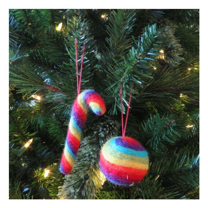 Felt So Good Handmade Felt Rainbow Bauble Hanging Christmas Decoration