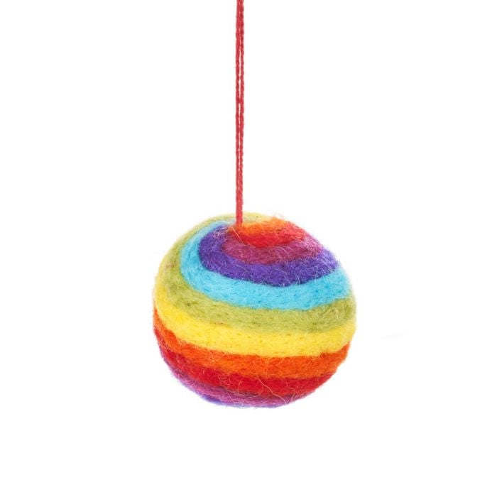 felt so good Handmade Felt Rainbow Bauble Hanging Christmas Decoration