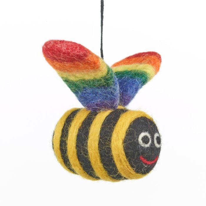 Felt So Good Handmade Felt Rainbow Bumblebee Hanging LGBT Pride Decoration