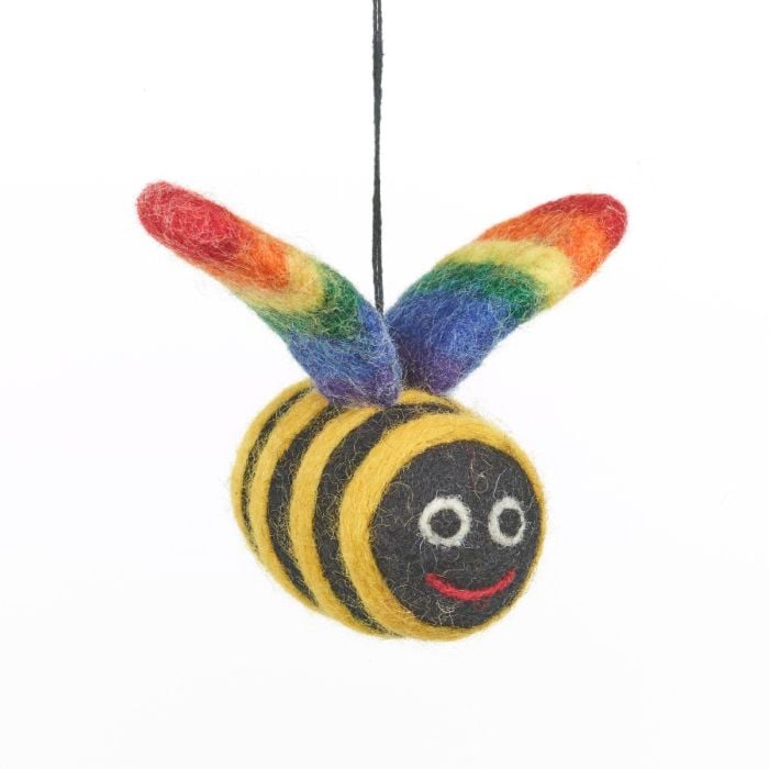 felt so good Handmade Felt Rainbow Bumblebee Hanging LGBT Pride Decoration