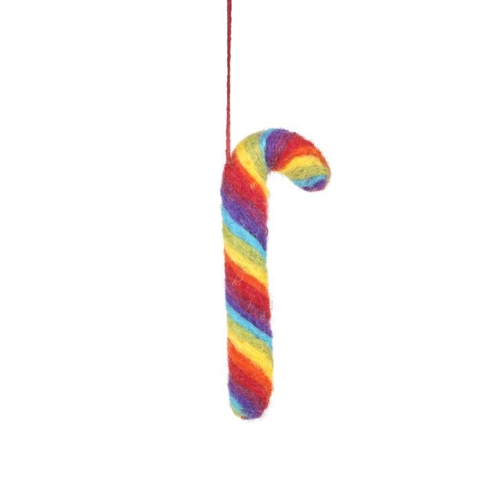 felt so good Handmade Felt Rainbow Candy Cane Hanging Christmas Decoration