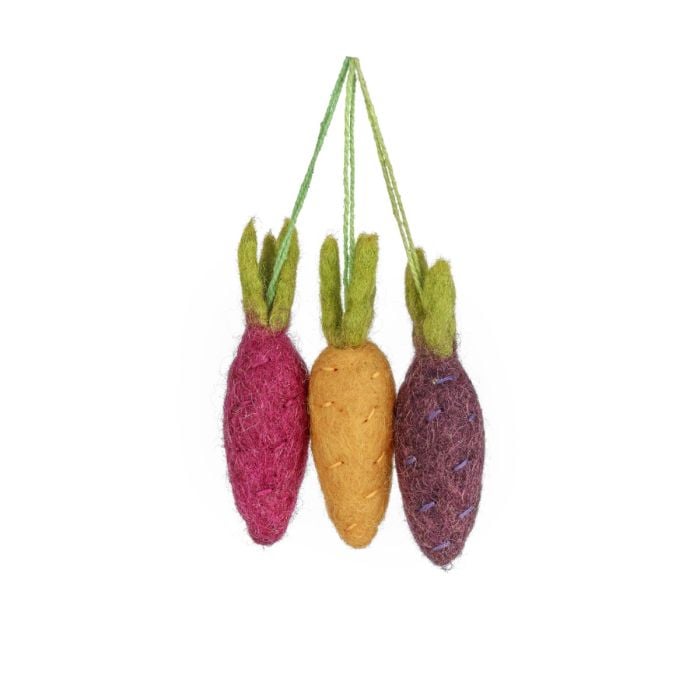 felt so good Handmade Felt Rainbow Carrots Set of 3 Easter Hanging Decoraitons