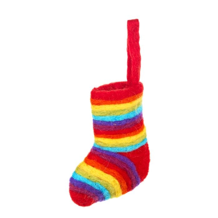 felt so good Handmade Felt Rainbow Mini Christmas Stocking Decoration
