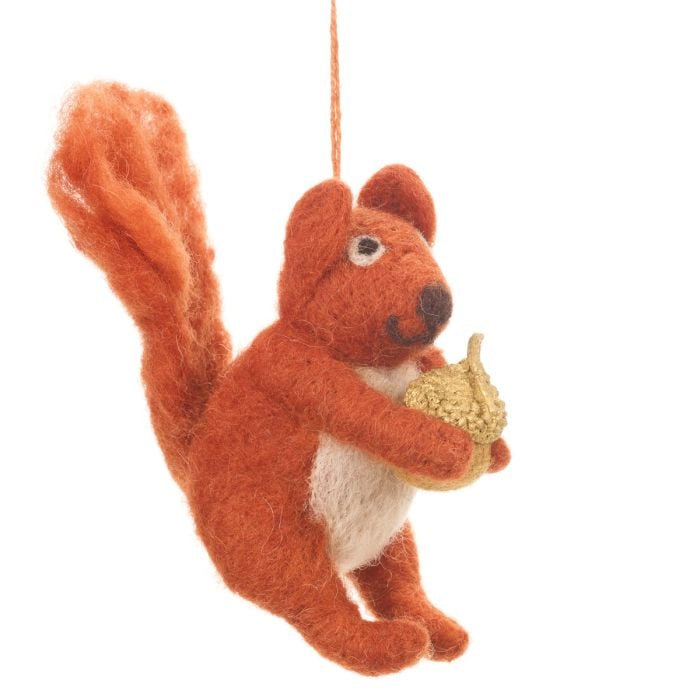 Felt So Good Handmade Felt Red Bushy Squirrel Biodegradable Hanging Decoration