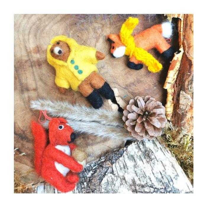 Felt So Good Handmade Felt Red Bushy Squirrel Biodegradable Hanging Decoration