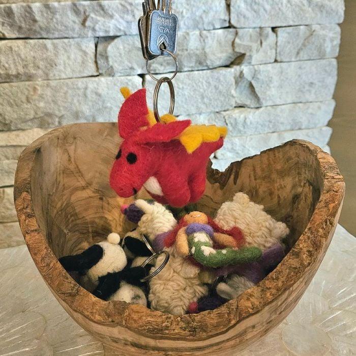 Felt So Good Handmade Felt Red Dragon Keyring Decoration