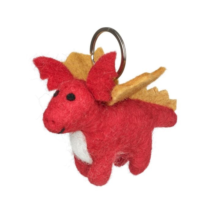 felt so good Handmade Felt Red Dragon Keyring Decoration