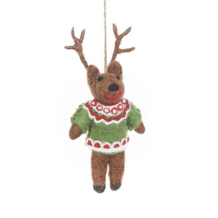 felt so good Handmade Felt Retro Reindeer Hanging Christmas Decoration