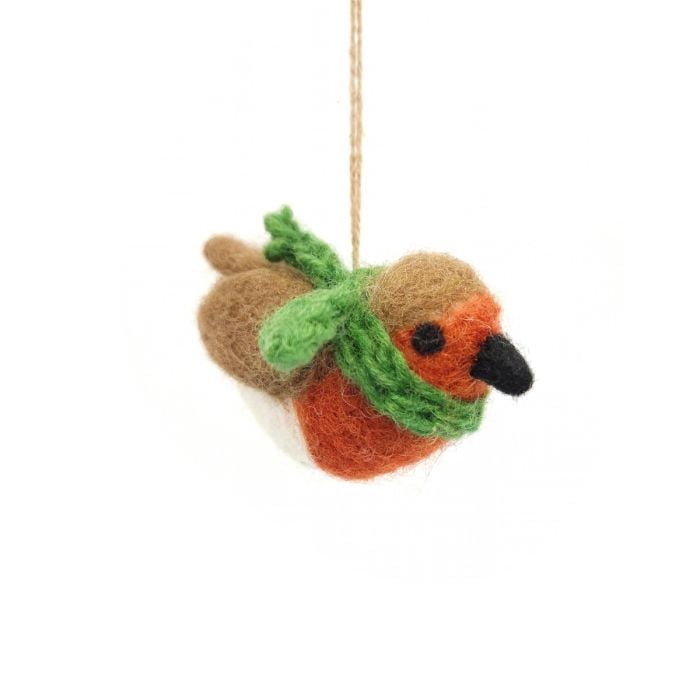 felt so good Handmade Felt Robbie the Robin Hanging Christmas Decoration