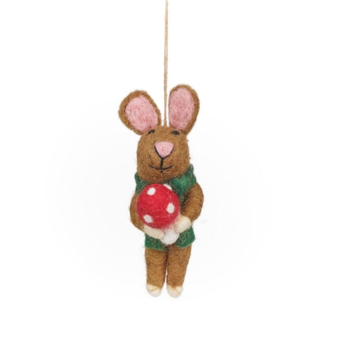 felt so good Handmade Felt Roberta the Rabbit Hanging Toadstool Decoration
