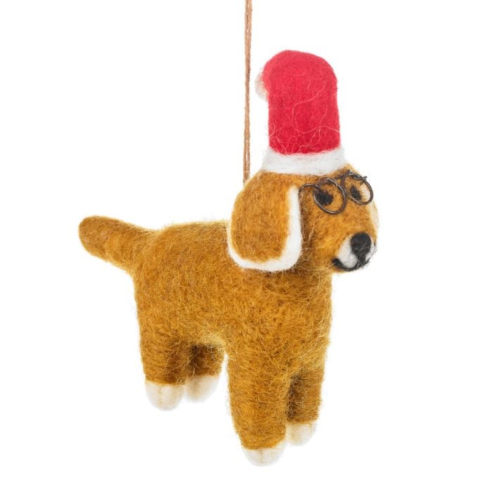 Felt So Good Handmade Felt Saint Nicholas The Dog Hanging Christmas Decoration