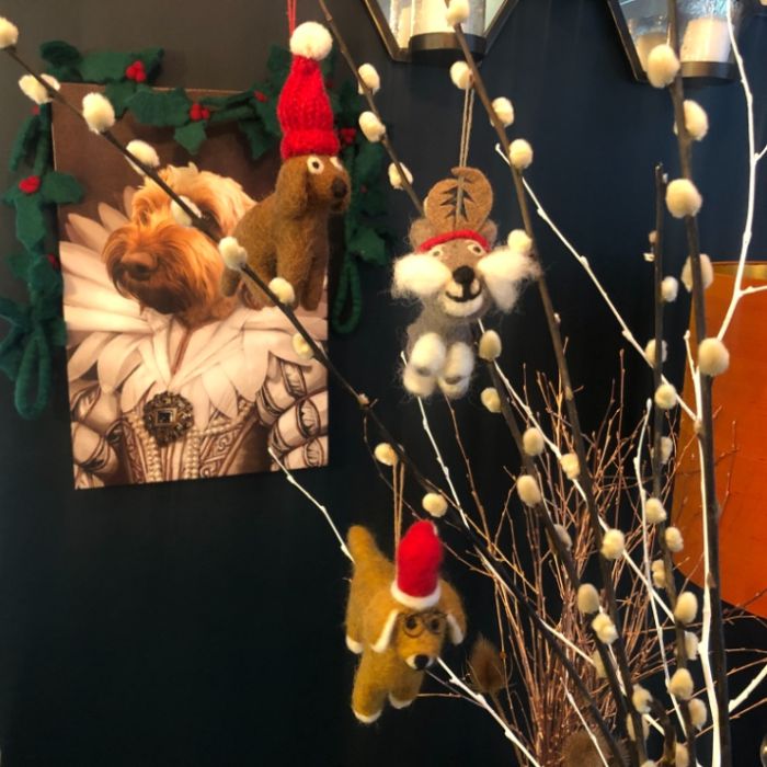 Felt So Good Handmade Felt Saint Nicholas The Dog Hanging Christmas Decoration