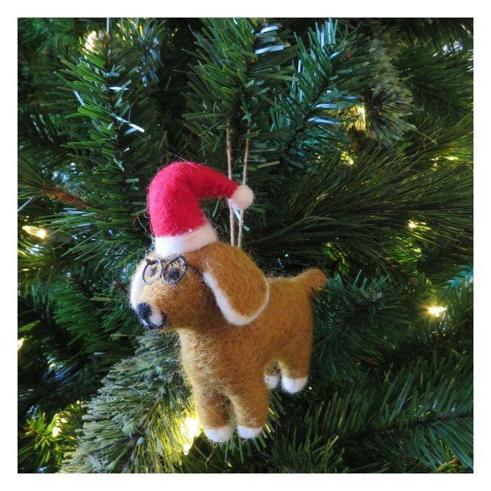 Felt So Good Handmade Felt Saint Nicholas The Dog Hanging Christmas Decoration