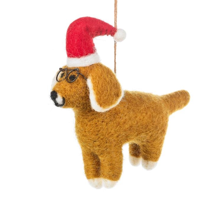 felt so good Handmade Felt Saint Nicholas the Dog Hanging Christmas Decoration